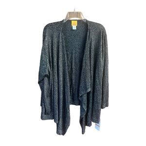 Ruby Rd Black/Gold Sparkle Open Woven Cardigan Sz 3XL NWT